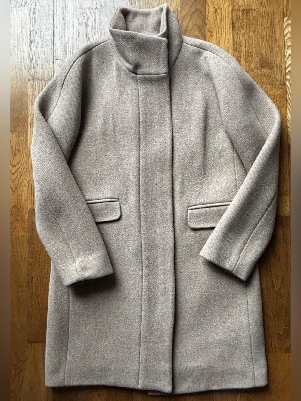 J. Crew Light Gray Cocoon Coat - Wool Blend ITALIAN STADIUM CLOTH by NELLO GORI